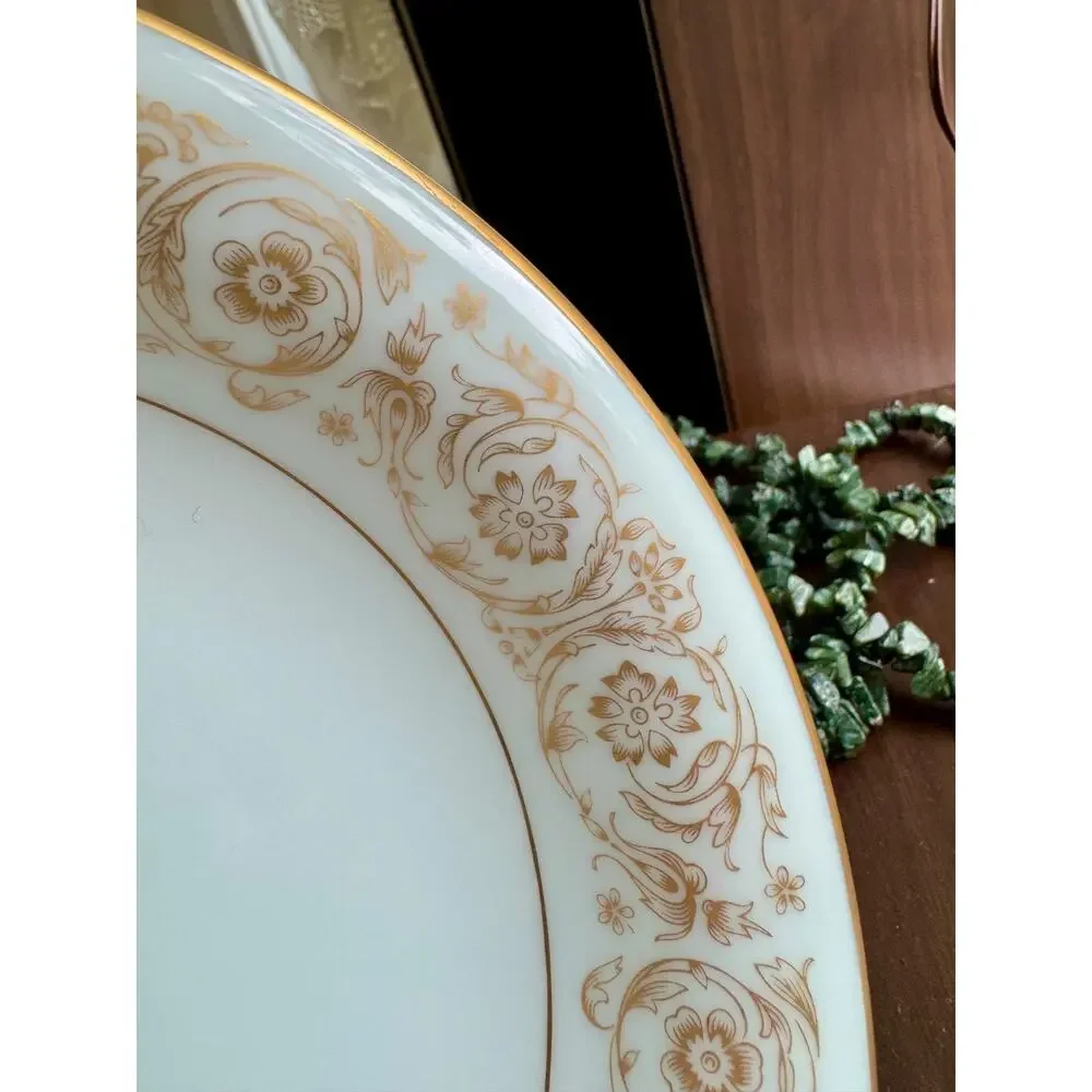 Noritake Raphael 6679 Rim Soup Bowls Set of 7 Japan Gold Scroll Floral Vintage